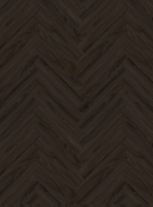 Black oak herringbone glue down lvt