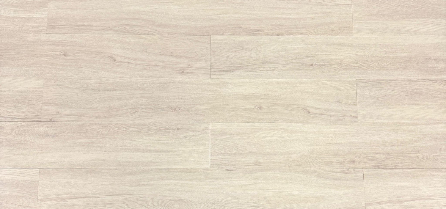 Scandinavian pine glue down LVT flooring in contemporary bedroom setting