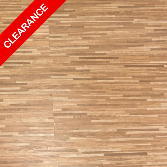 Bamboo effect lvt  Wooden flooring with a 'Clearance' label on a red background