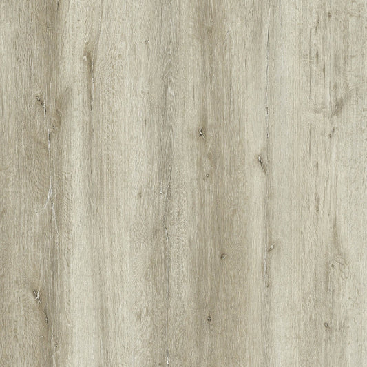 Light beige wood grain texture sample with vertical grain pattern and small Chinese product information text along the bottom edge.