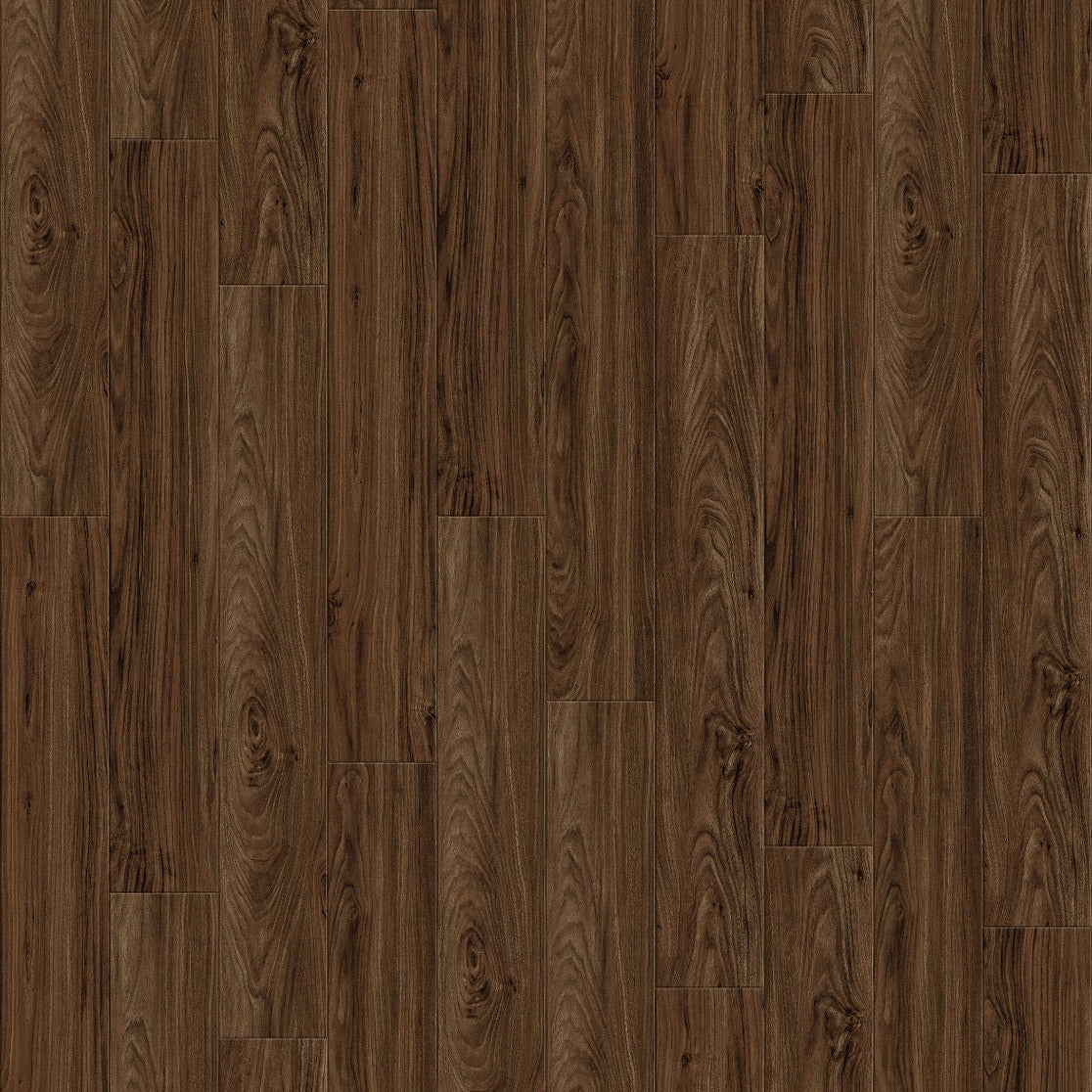 Dark brown wood grain flooring sample with plank pattern.