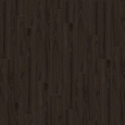 Dark brown wood grain flooring sample with plank pattern.